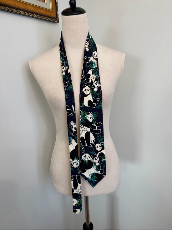 Disney Other - The Disney Store Panda Print Skinny Vintage Silk Scarf